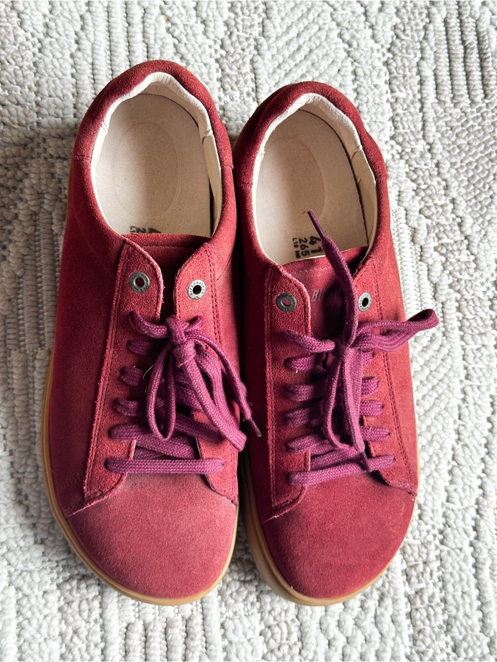 Birkenstock Bend Low Profile Maroon Sneakers Zinfandel Suede Size 41, L10 M 8